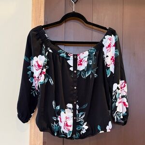 Dynamite Black Floral Off the Shoulder Top